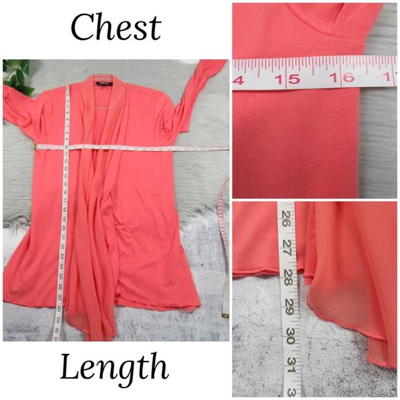DKNY Jersey Knit Chiffon Open Front Cardigan Womens Size XS/S - Picture 9 of 11